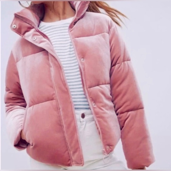 ASOS Jackets & Blazers - NWT~ASOS Rose Pink Velvet Puffer Jacket Sz. 10